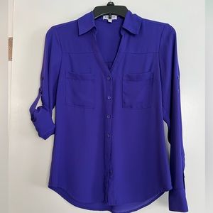 Express Portofino Convertible Sleeve Top Cobalt Blue XS